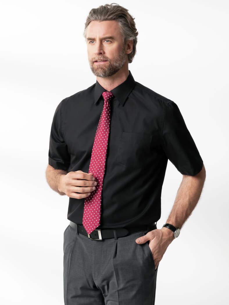 Extraglatt-Hemd Walbusch-Kragen Schwarz