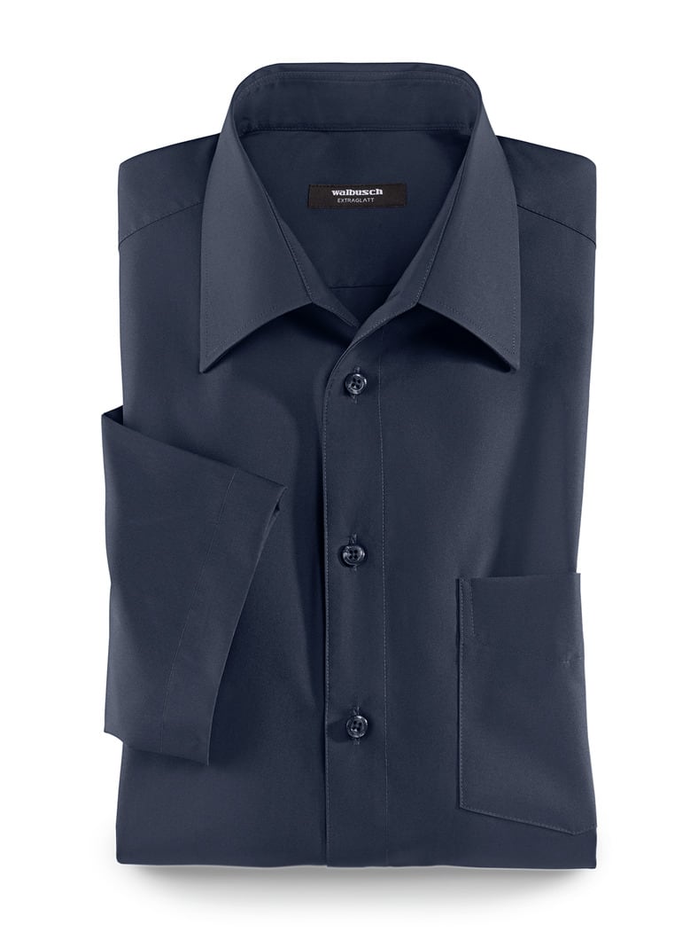 Extraglatt-Hemd Walbusch-Kragen Marine
