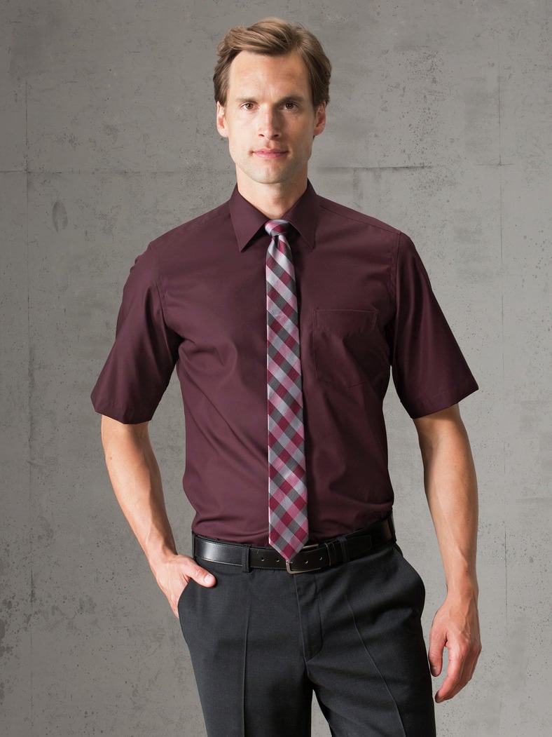 Extraglatt-Hemd Walbusch-Kragen Burgund
