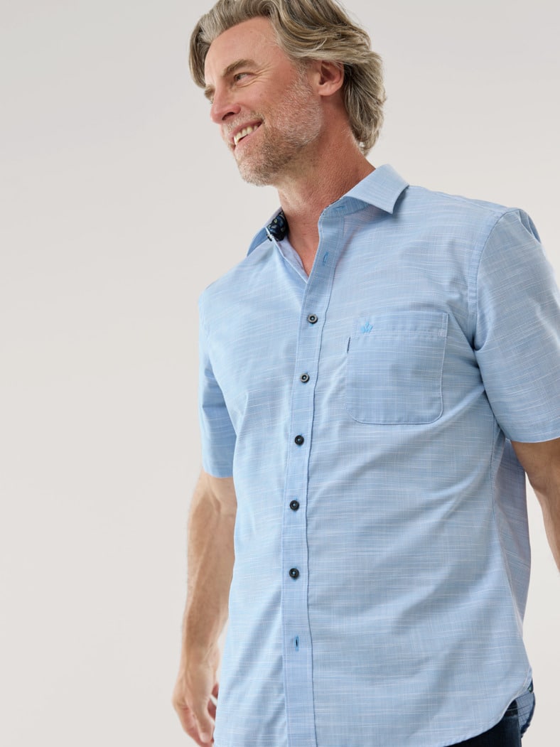 Tropical-Hemd soft & leicht Chambray Blau