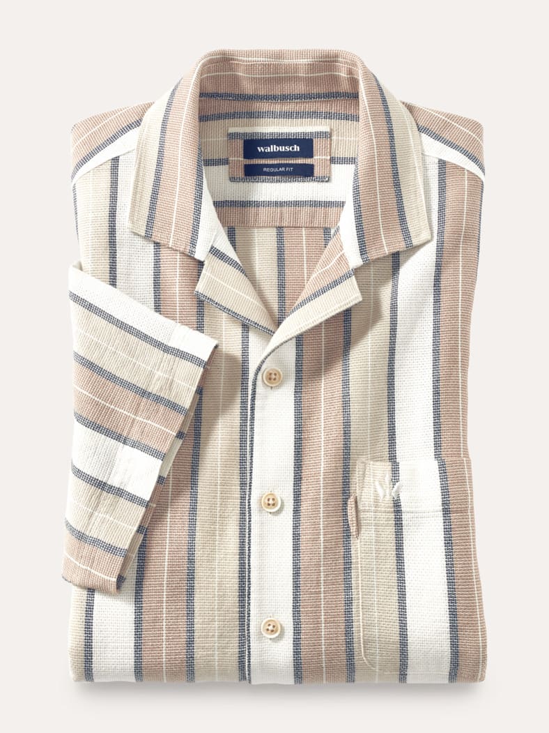 Baumwoll-Hemd Summer Breeze Streifen Natur