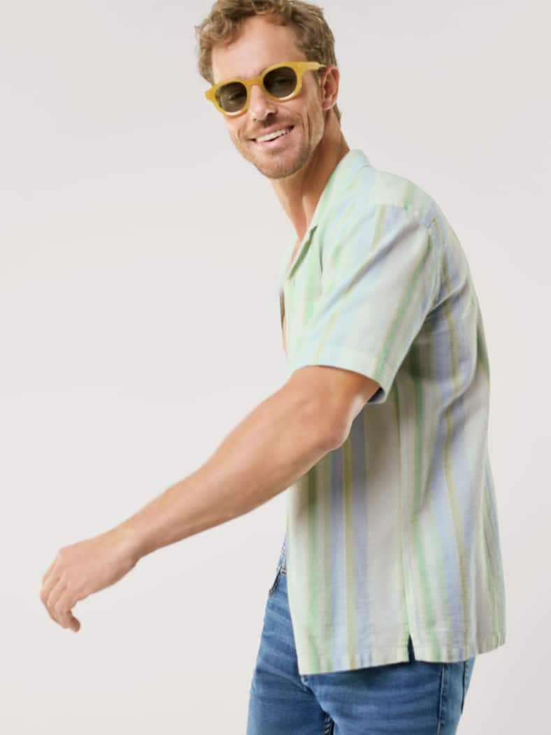 Baumwoll-Hemd Summer Breeze Streifen Minze