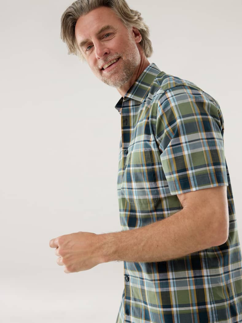 Tropical-Hemd Easycare Karo Schilf