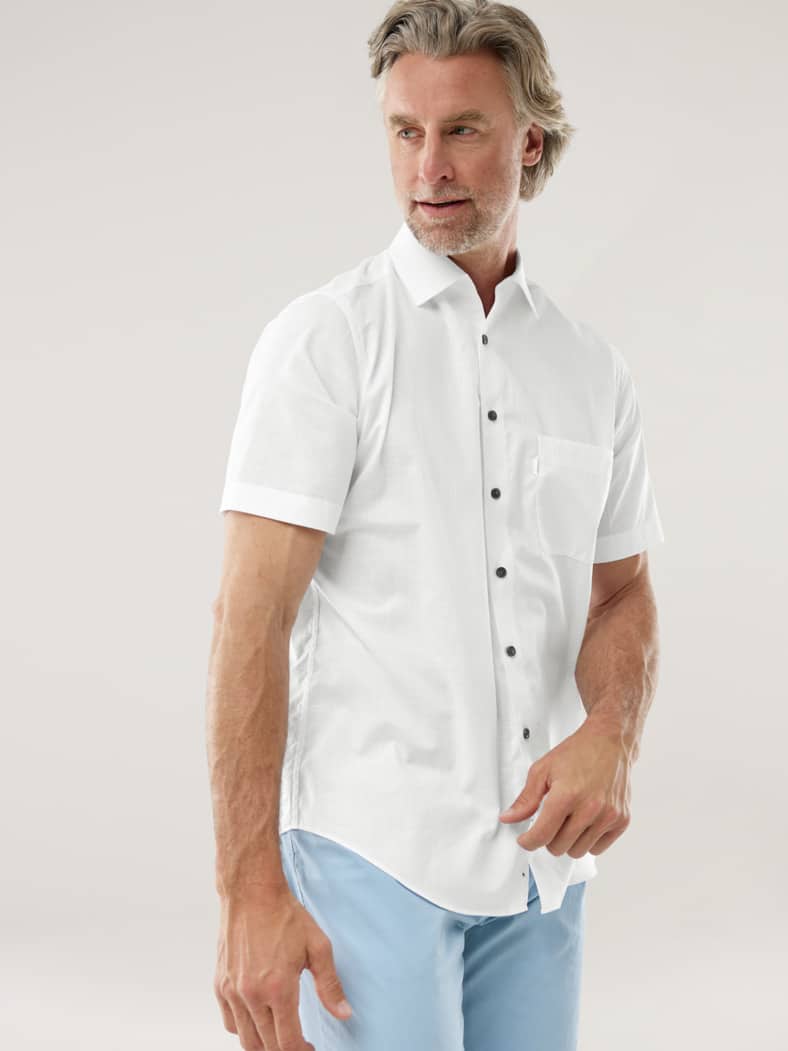 Tropical-Hemd Easycare Uni Weiß
