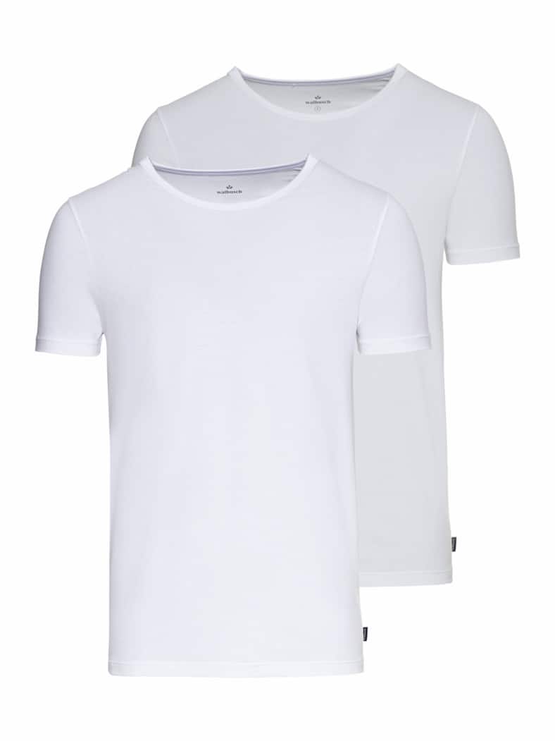Modal Rundhals-Shirt 2er Set Weiss