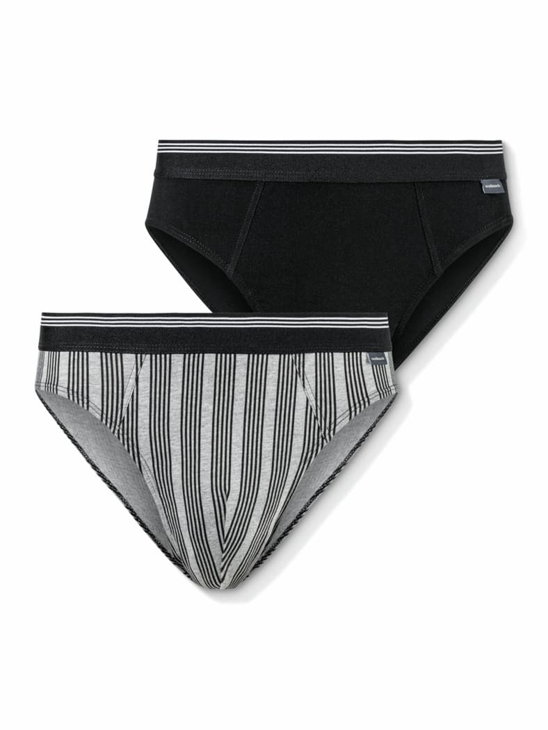 Slip Dessin Duo 2er Pack Streifen/Schwarz