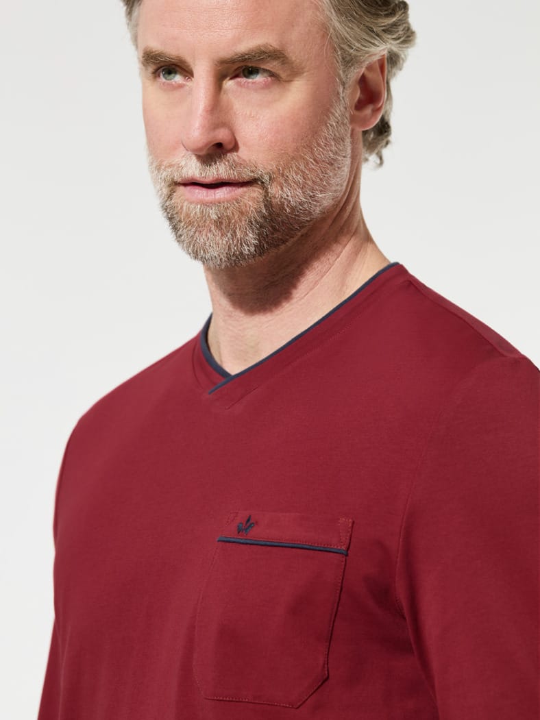 V-Pyjama Softcotton Rot/Blau