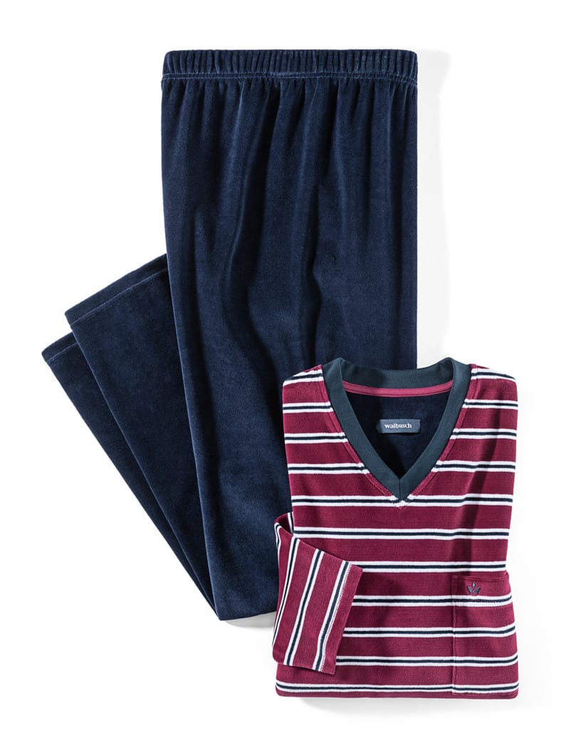 Nicki-Schlafanzug Softfeel Dunkelrot