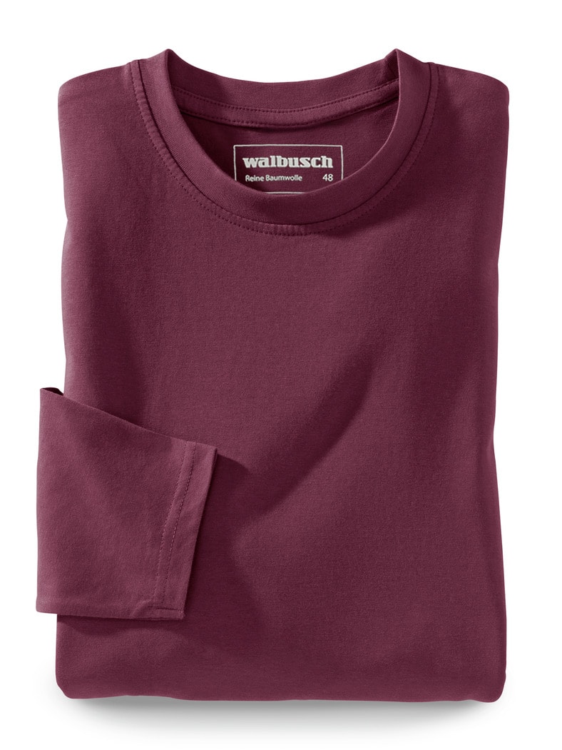Langarm-Shirt Rundhalsausschnitt Burgund