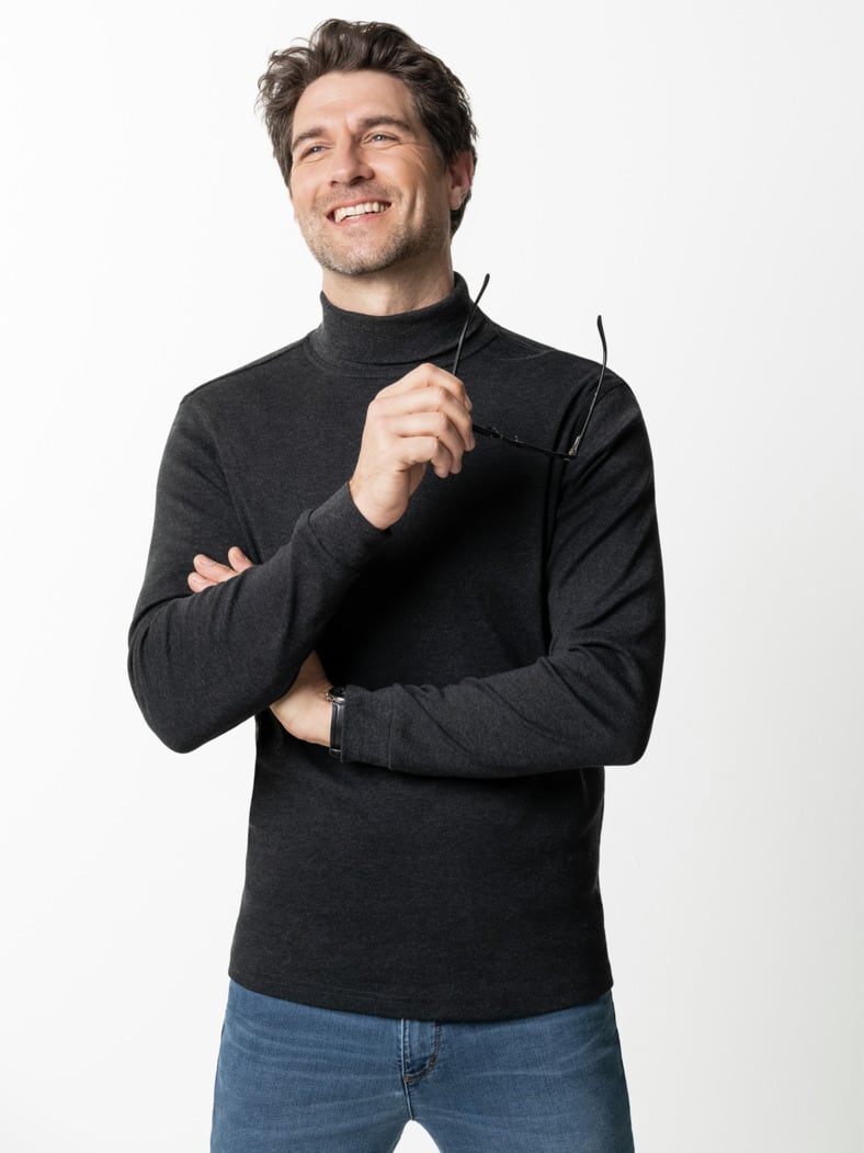 Rollkragen-Shirt Anthrazit