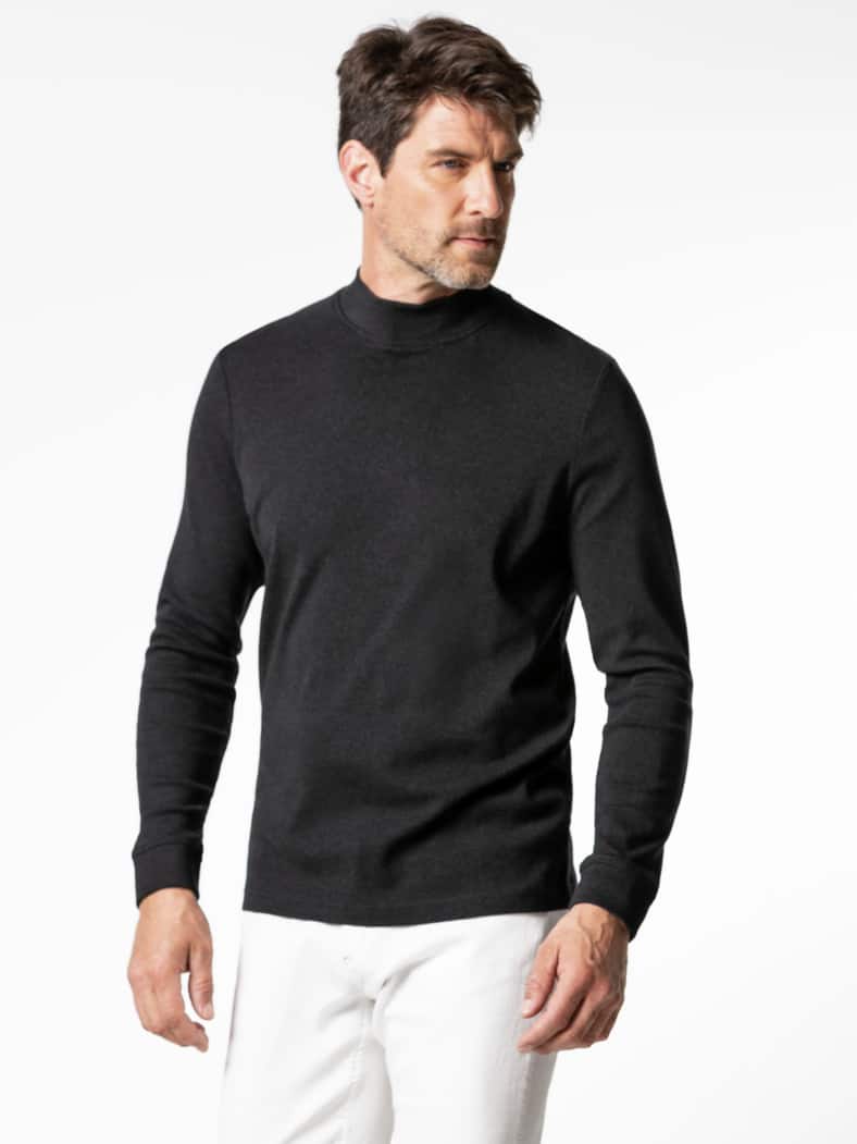 Langarm-Shirt Stehkragen Anthrazit