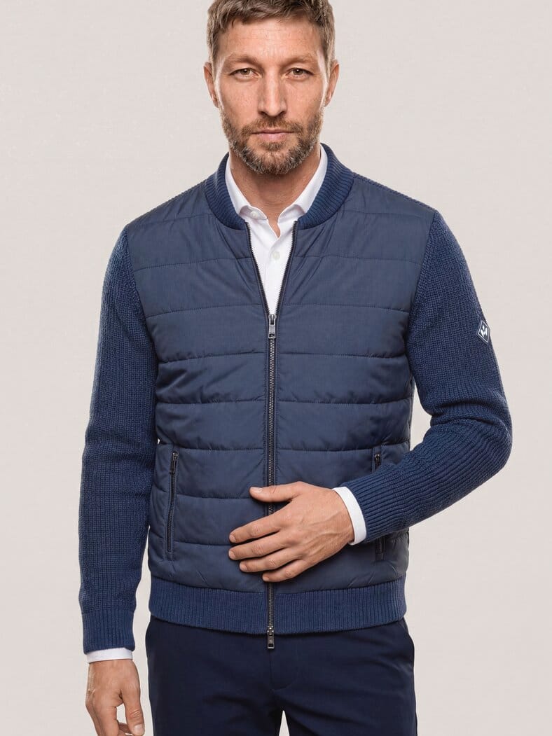 Hybrid Strickjacke mit Merinowolle Marine
