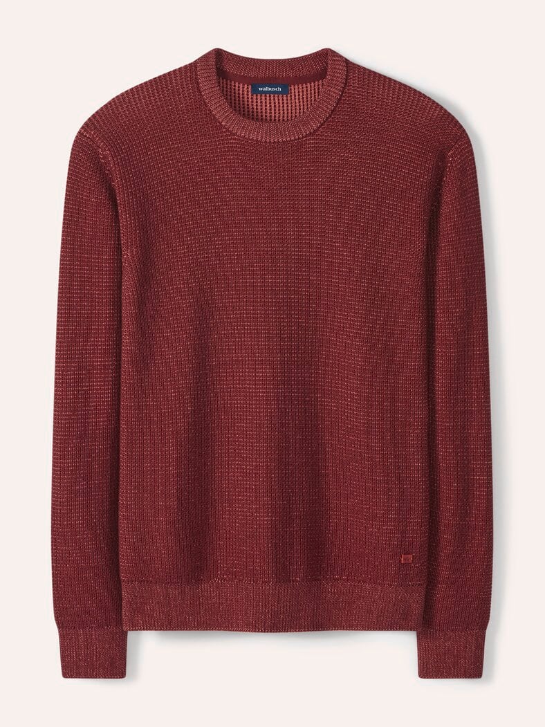 Strukturpullover Bicolor Dunkelrot