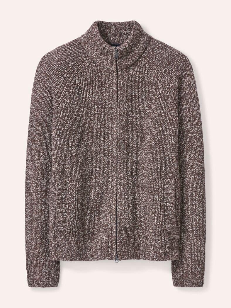 Grobstrick-Jacke aus Merinowolle Dunkelbraun