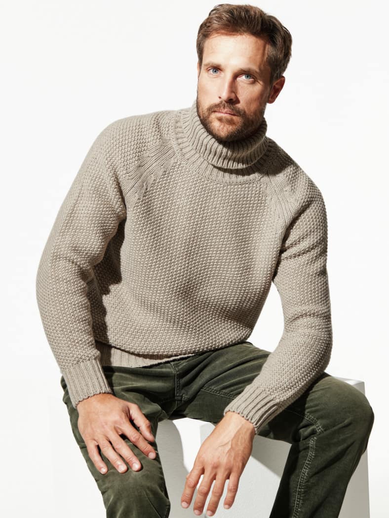 Rollkragen-Pullover Baby-Alpaka Natur