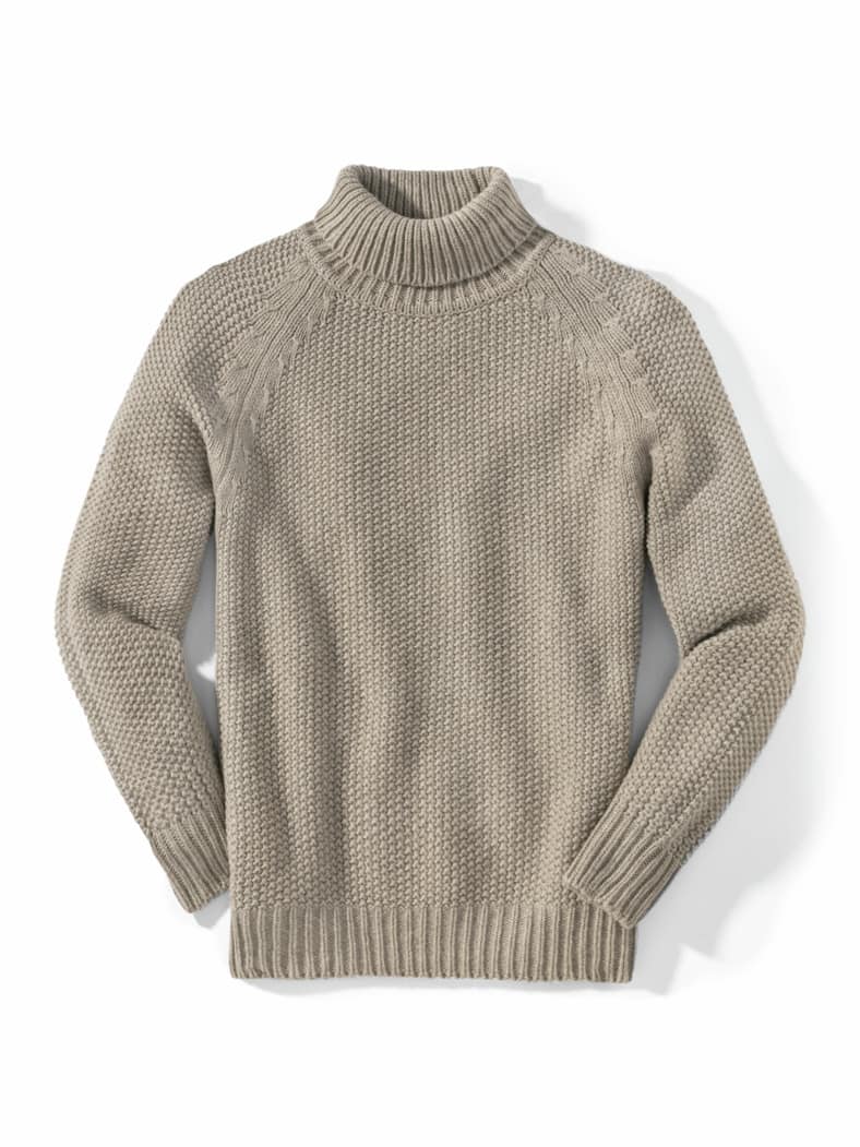 Rollkragen-Pullover Baby-Alpaka Natur