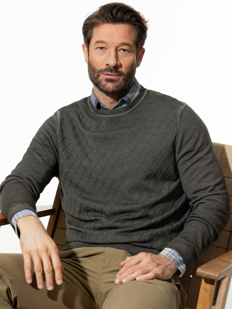 Strukturpullover Merino Extrafein Salbei