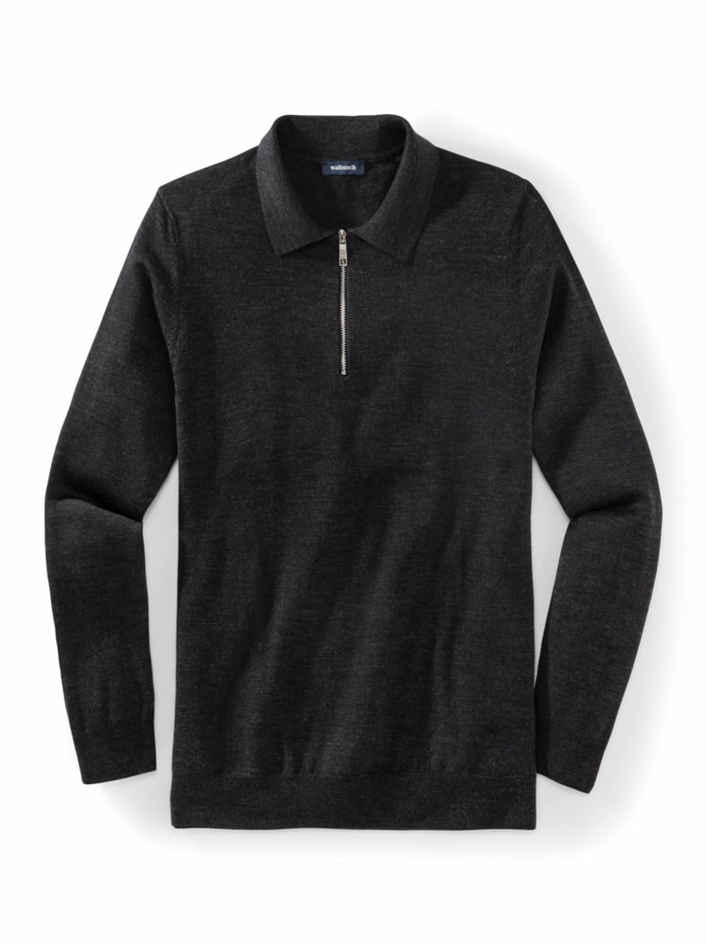 Merino-Mix Strickpolo Anthrazit