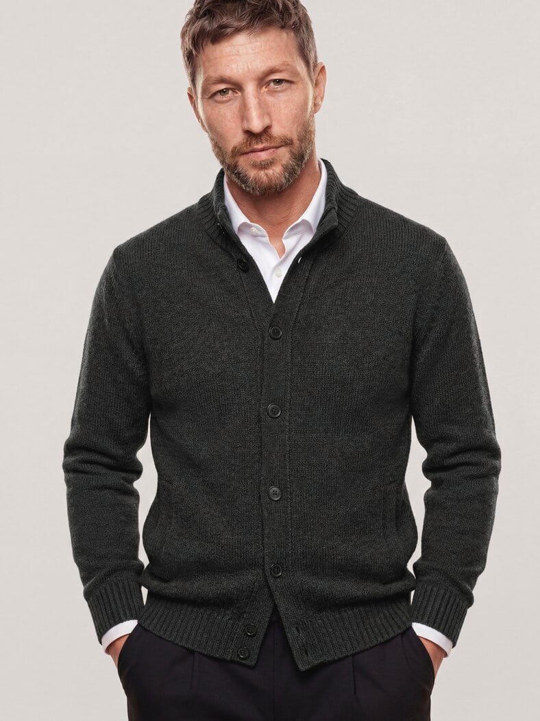 Strick-Blouson mit Merinowolle Grau