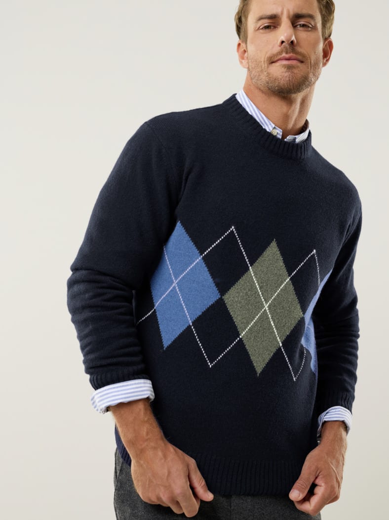 Argyle Pullover Marine