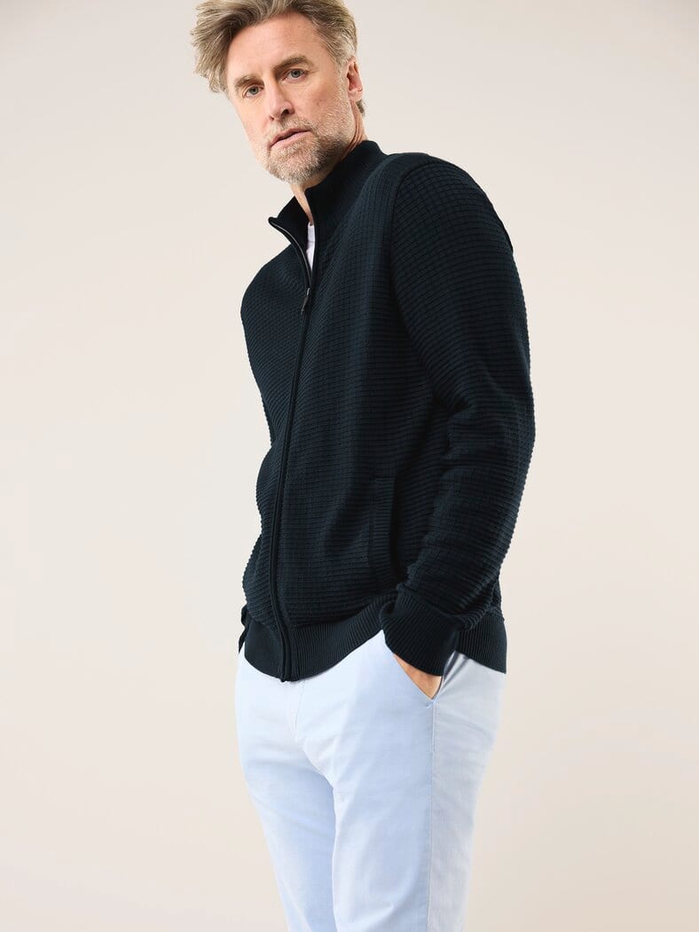 Strickjacke Waffelstruktur Marine