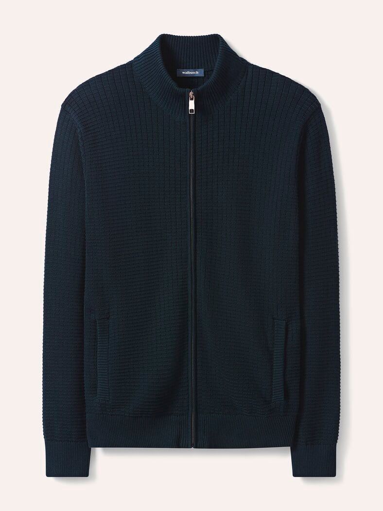 Strickjacke Waffelstruktur Marine