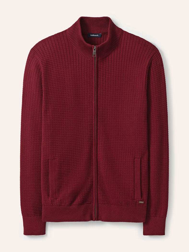Strickjacke Waffelstruktur Dunkelrot