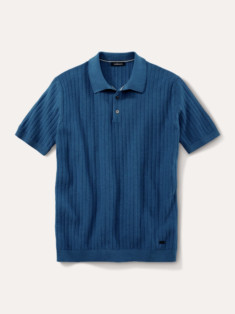 Baumwoll-Strickpolo Lichtblau