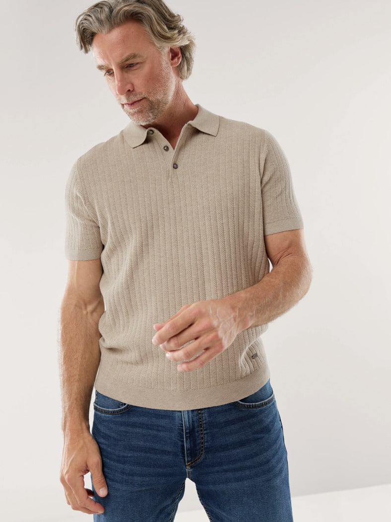 Baumwoll-Strickpolo Sand