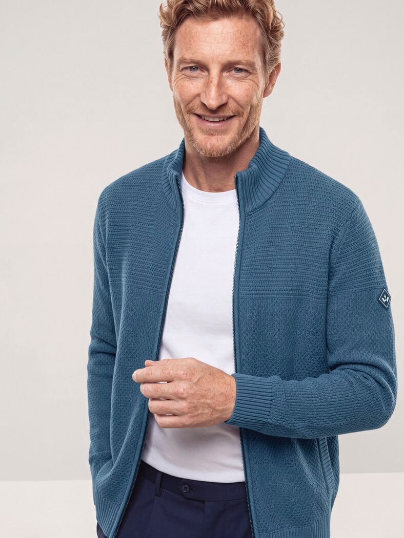 Strickjacke aus Baumwolle Rauchblau