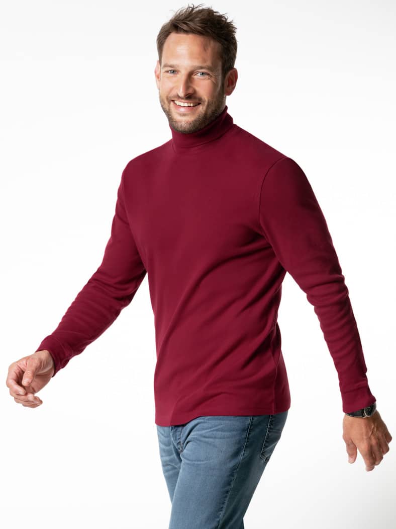 Rollkragen-Shirt Dunkelrot