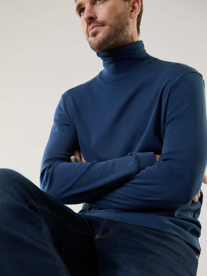 Rollkragen-Shirt Royalblau