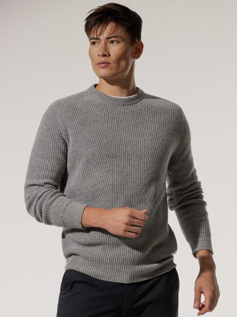 Cashmino Pullover Nahtlos Grau Melange