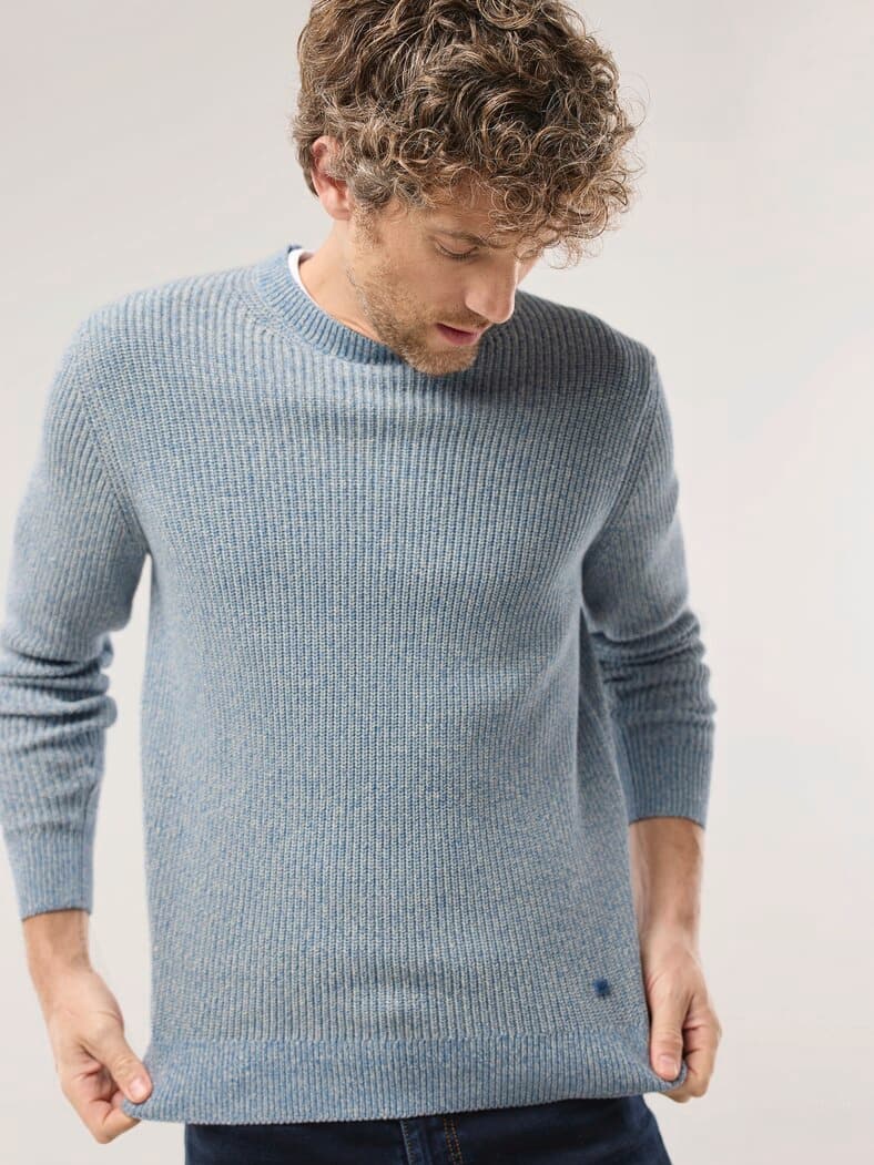 Mouline Pullover Mittelblau