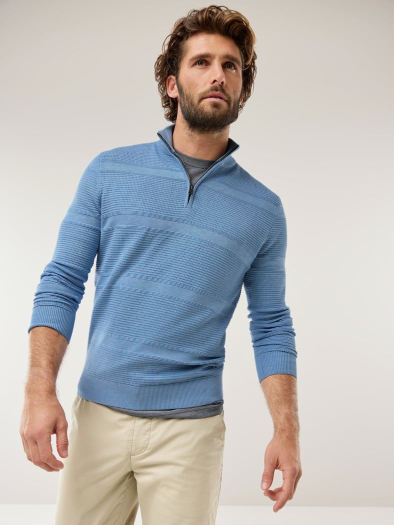 Strukturtroyer Pima Cotton Hellblau