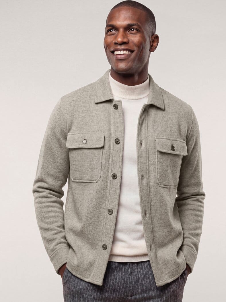 Hemdjacke aus Merinowolle Natur Melange