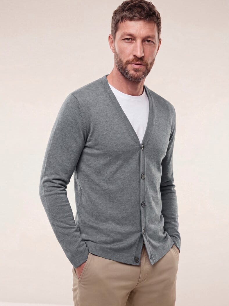 Milano Cardigan mit Baumwolle Grau Melange