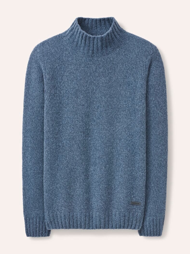 Stehkragen-Pullover in Boucle Optik Rauchblau