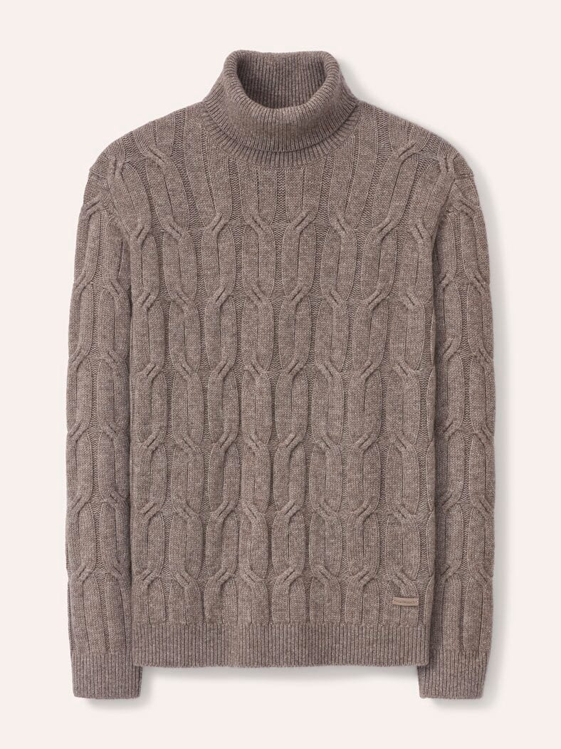 Rollkragenpullover mit Yakwolle Taupe