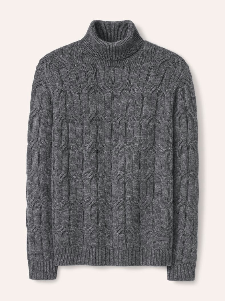Rollkragenpullover mit Yakwolle Grau
