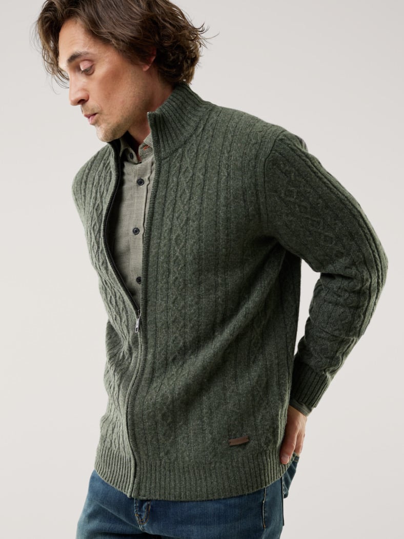 Cashmino Zopf-Strickjacke Oliv