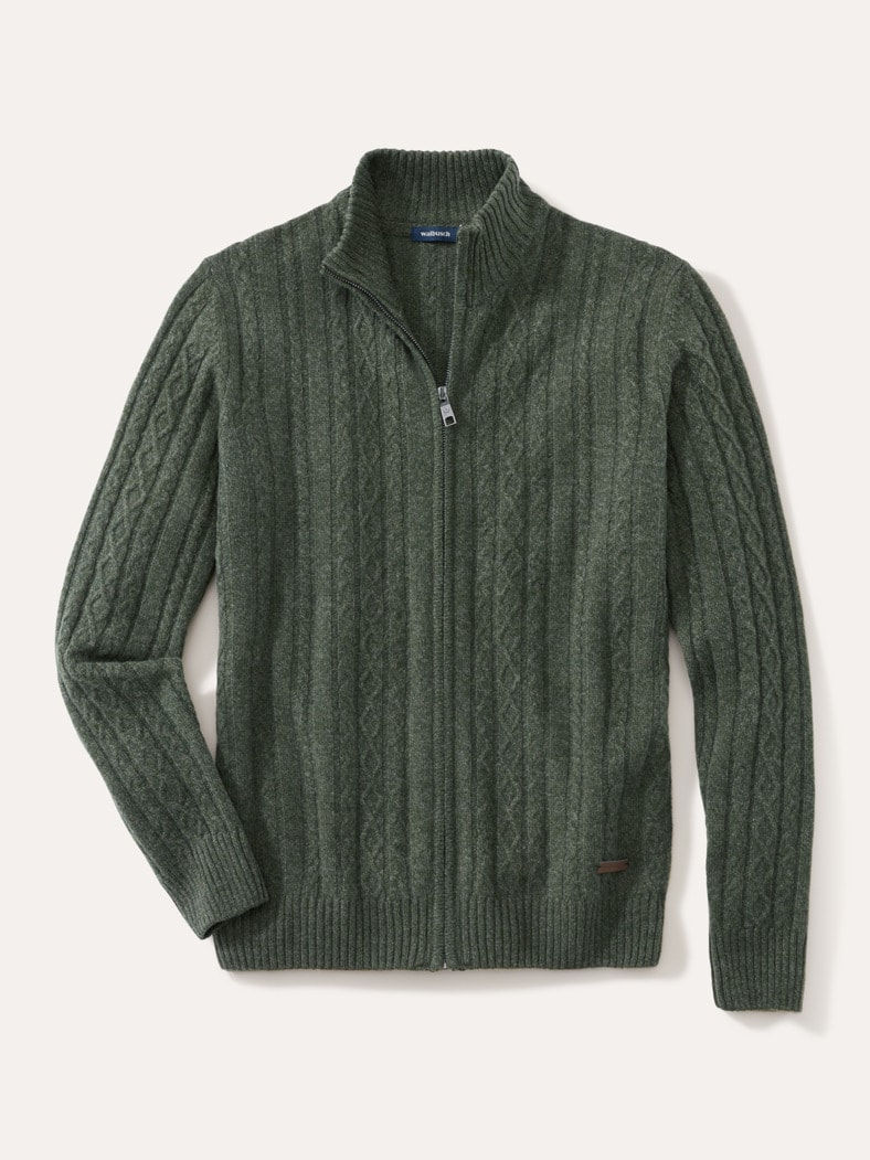 Cashmino Zopf-Strickjacke Oliv