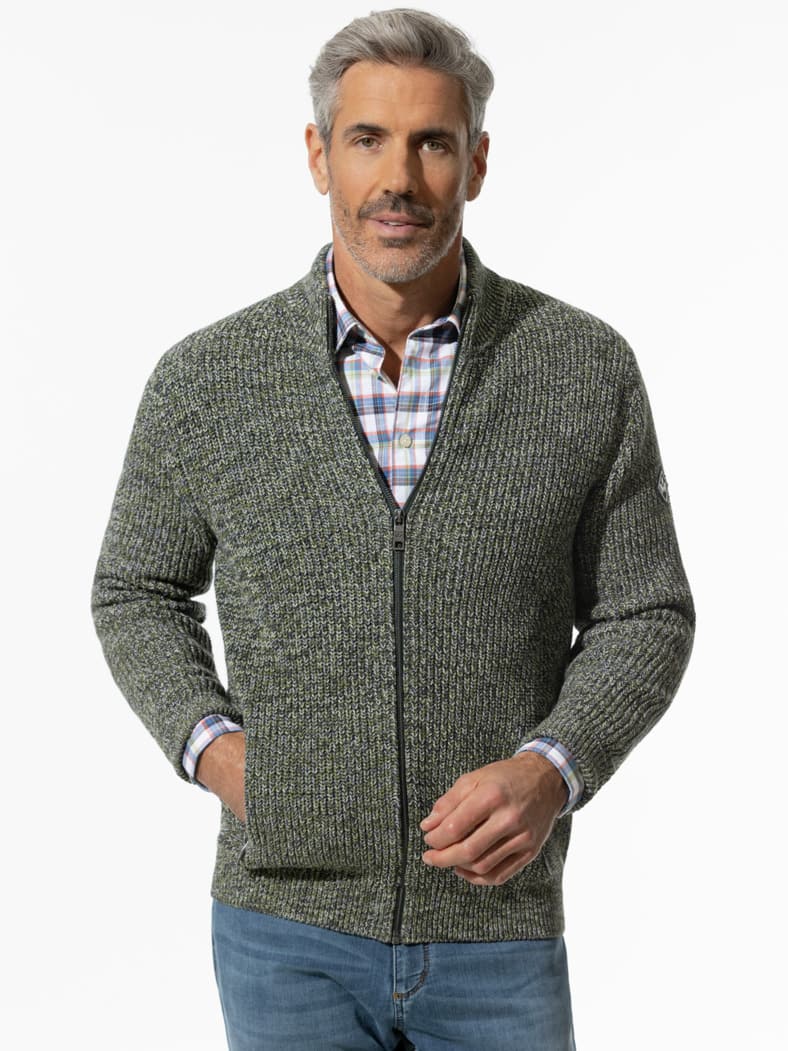 Mouline Zip-Jacke Moosgrün