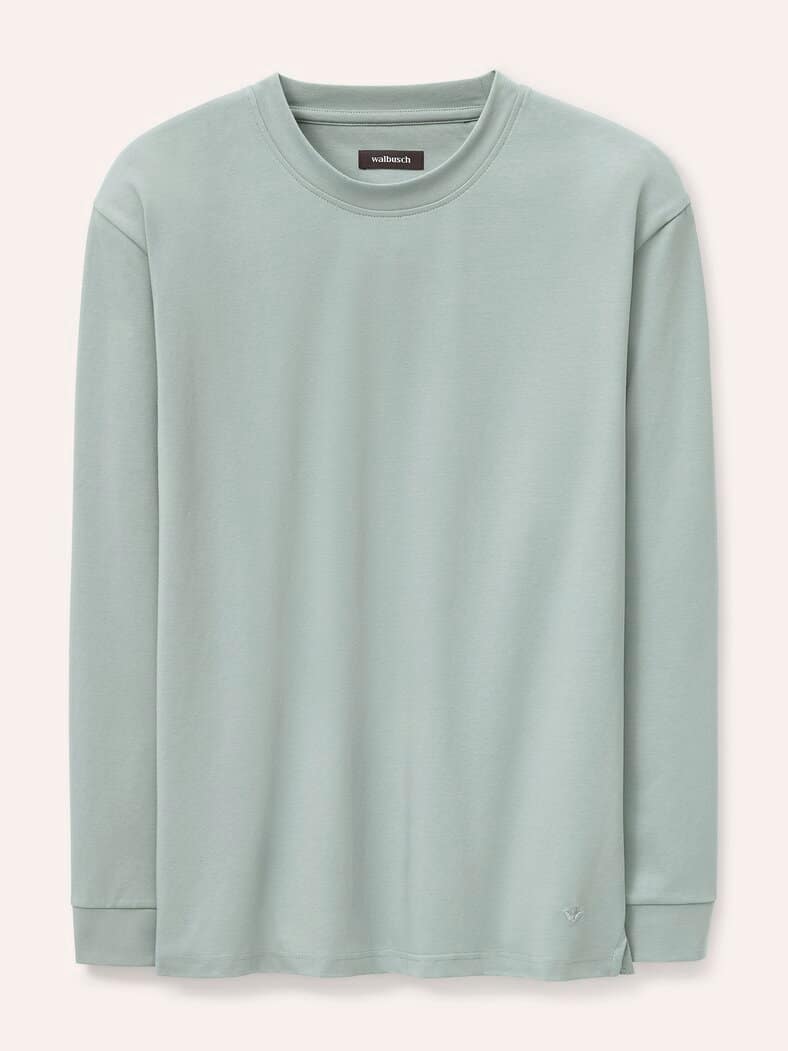 Langarmshirt aus Baumwollmix Lindgrün