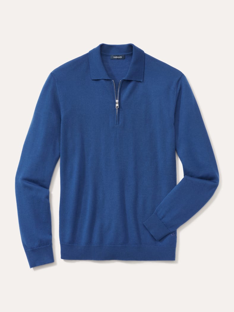 Polo-Pullover Merino Extrafein Königsblau