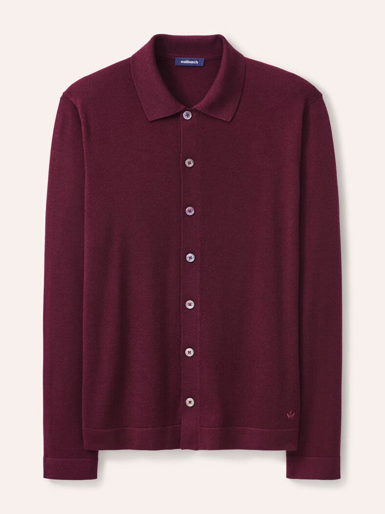 Strickpolo aus Merinowolle Bordeaux