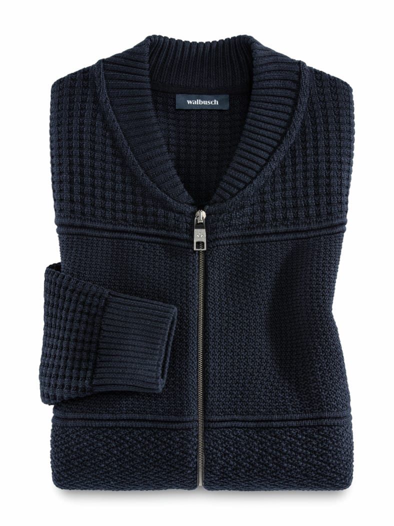 Zip-Jacke Strukturmix Marine
