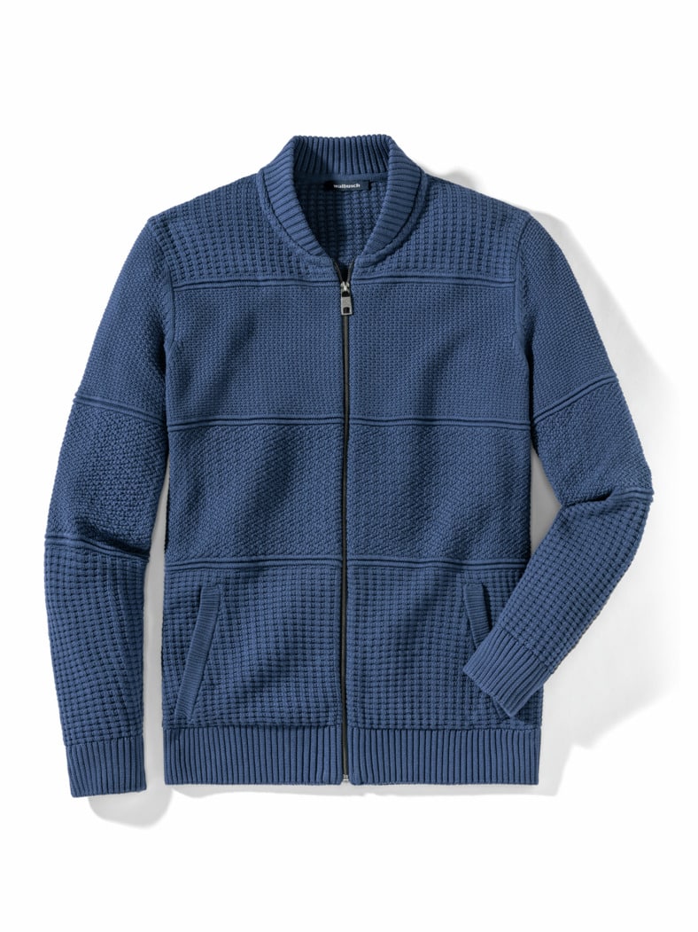Zip-Jacke Strukturmix Mittelblau