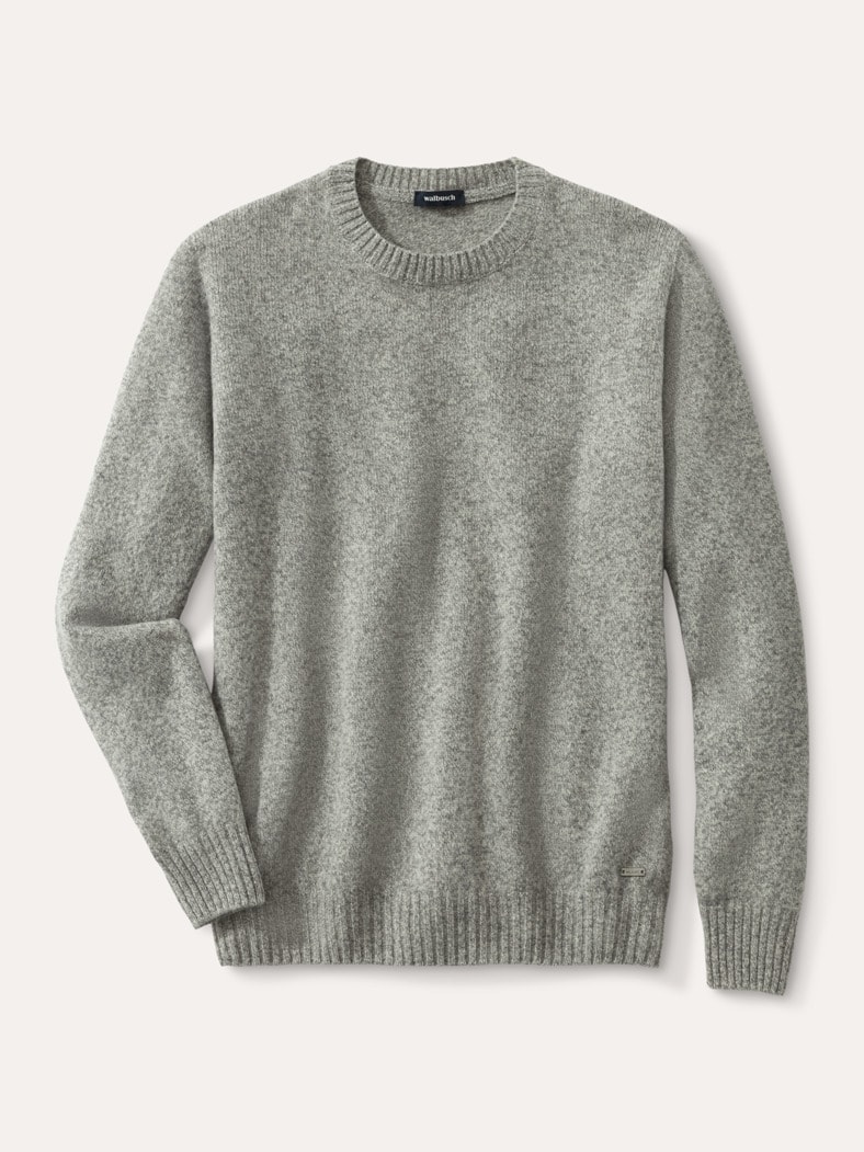 Lammwoll-Pullover Nahtlos Grau Melange