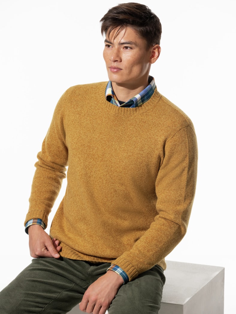 Lammwoll-Pullover Nahtlos Safran